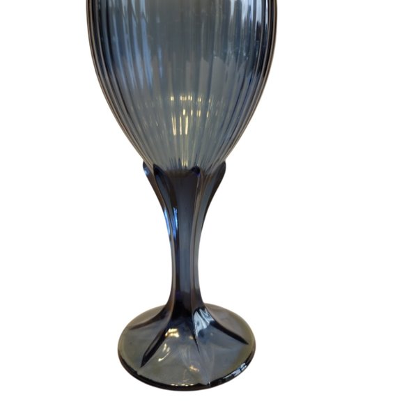 2 Fostoria Water Goblets Blue Flower Petal Stemmed Ribbed Bowl Vintage HTF - Picture 5 of 5